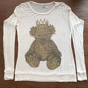 Lauren Moshi- Gold Foil King Teddy Bear Sweater